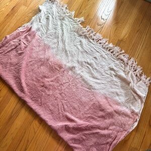 Pink & Beige Ombré Throw Boho Blanket with Fringe Tassels